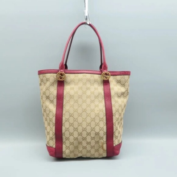 100% Authentic GUCCI GG Brown Cloth Tote 588-060224 - Picture 2 of 12